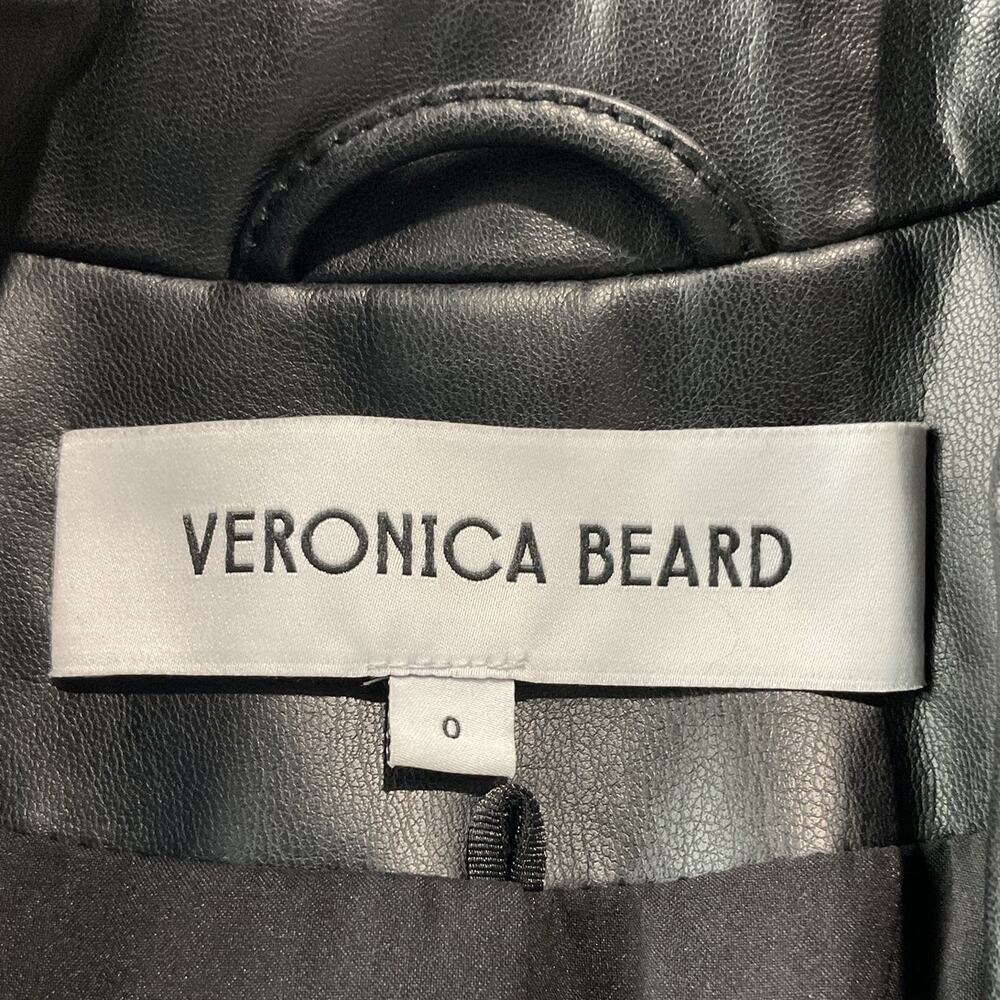 Veronica Beard Vegan Leather Black Beacon Blazer Size 0 - Picture 4 of 7